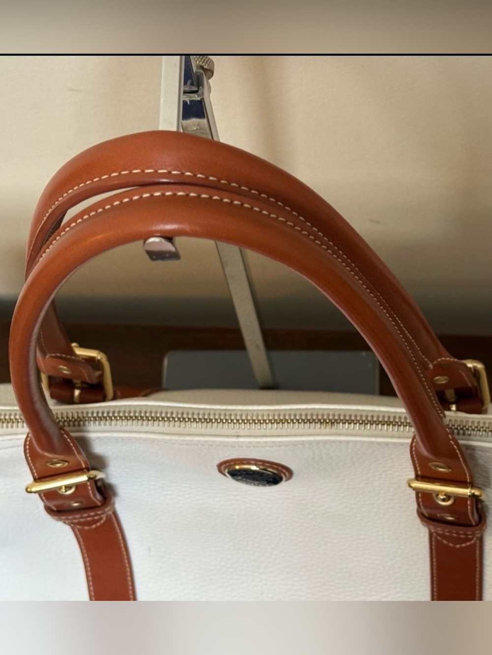 Dooney & Bourke Winter White and Tan Satchel w/Coin Pouch - Picture 5 of 14
